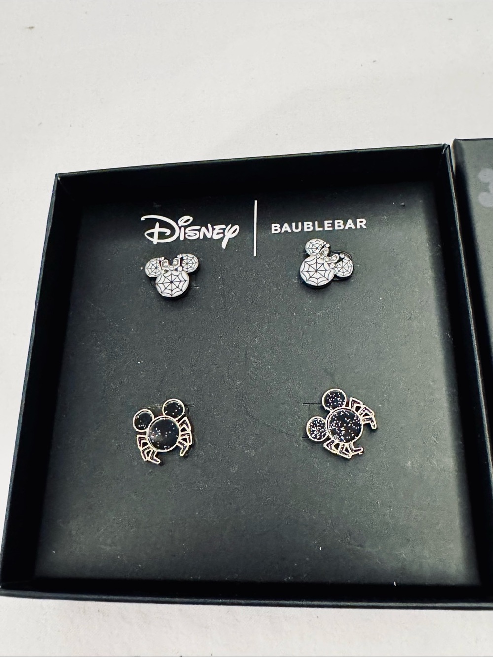 Kids Black Halloween Crystal Mickey Stud Earring Set